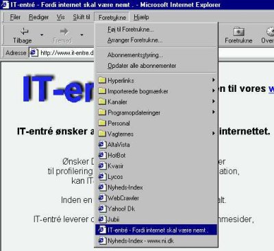 Her kan du se, 
at jeg har placeret genvejen direkte under Foretrukne.
